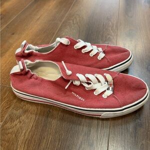 Tommy Hilfiger Red and White Sneakers